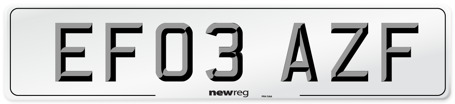 EF03 AZF Number Plate from New Reg